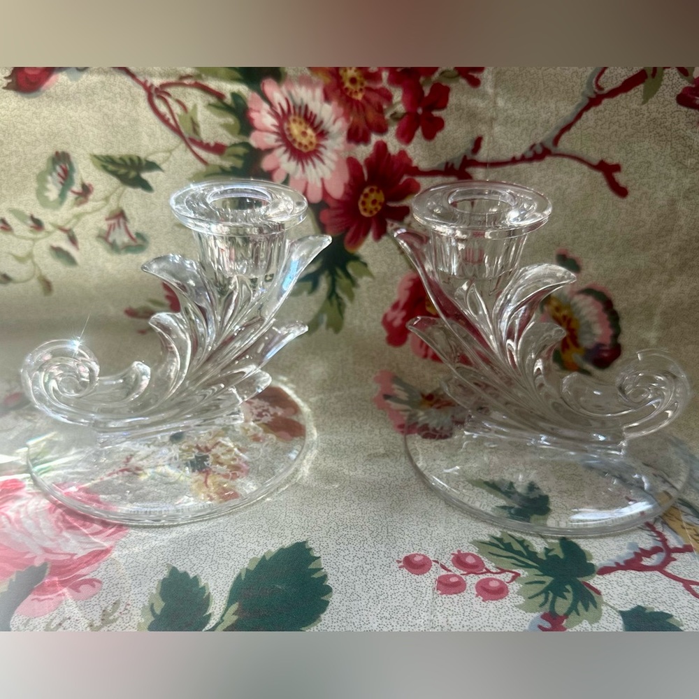 Vintage Fostoria Baroque Crystal Candle Holders